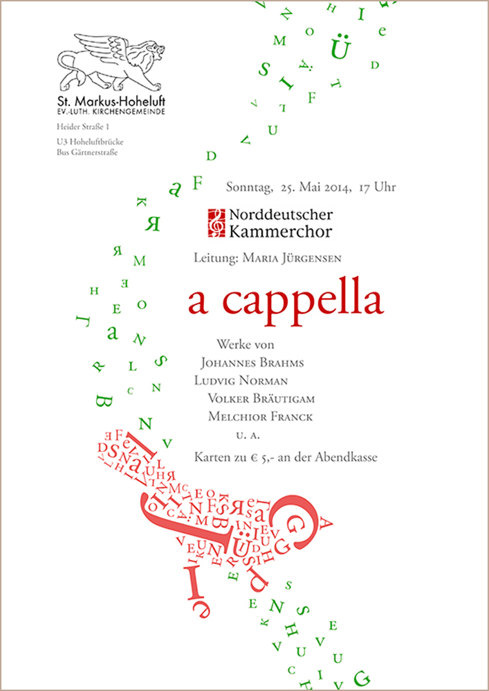 Konzertplakat für den Norddeutschen Kammerchor: a cappella