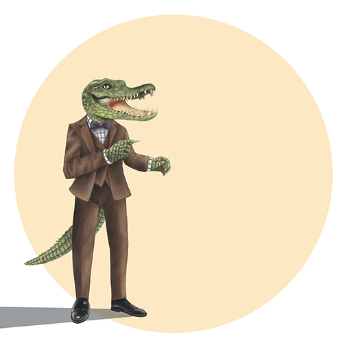 Illustration: Krokodil-Charakter im Anzug